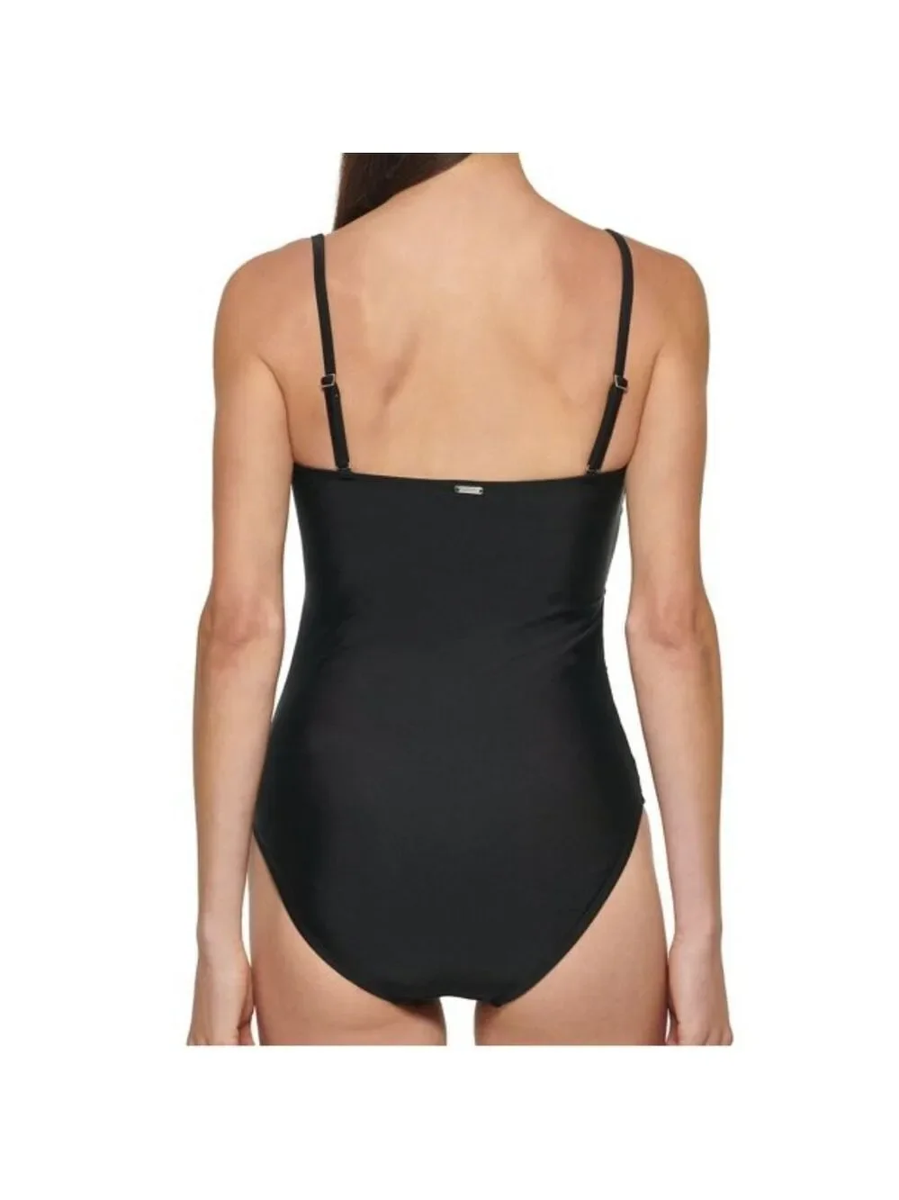 DKNY Black Shirred Convertible Bathing Suit NWT Size M - Picture 3 of 7
